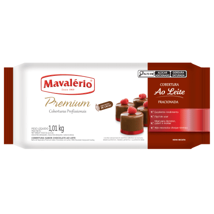 Cobertura Premium Barra Sabor Chocolate Ao Leite Mavalério 1,01Kg