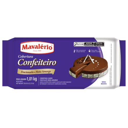 Cobertura Confeiteiro Sabor Chocolate Meio Amargo Mavalério 1,01Kg