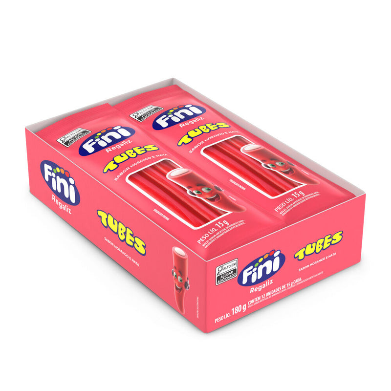 Fini Tubes Morango - Display com 12 Unidades de 15g