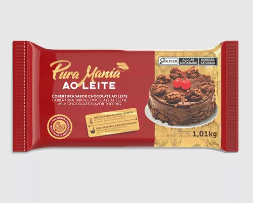Chocolate Ao Leite Cobertura Fracionada Pura Mania 1,01kg