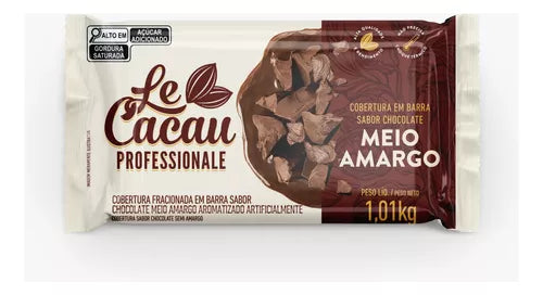 Cobertura Em Barra Sabor Chocolate Meio Amargo Lecacau 1,01Kg