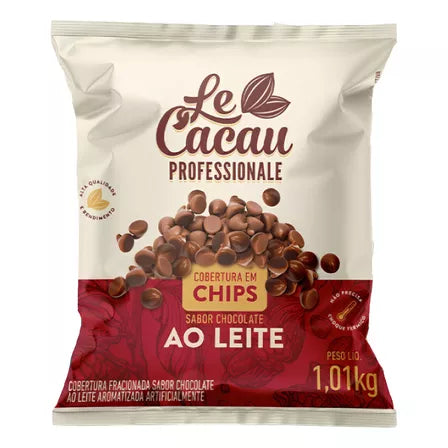 Chips Chocolate Forneáveis Ao Leite Cobertura Lecacau 1,01kg