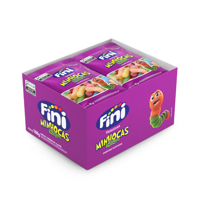Minhocas Azedinhas Mini Fini Caixa com 12 Unidades