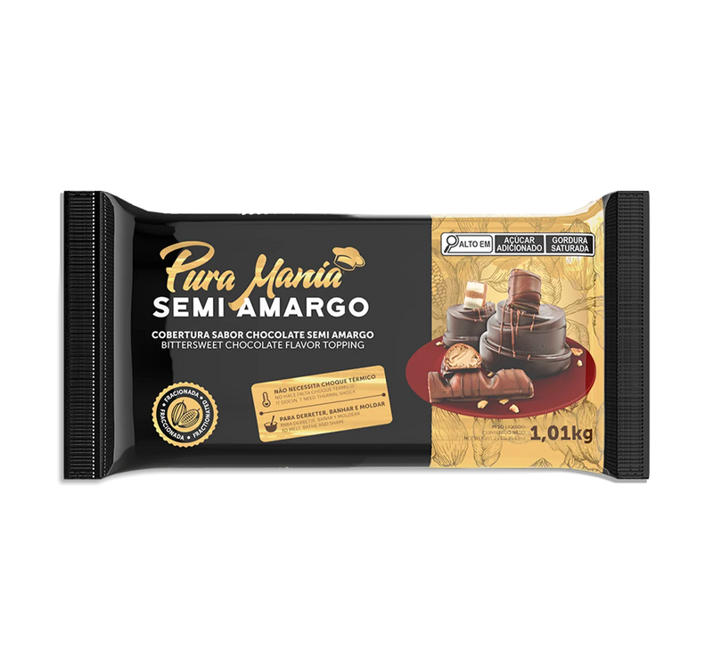 Chocolate Semi Amargo Cobertura Fracionada Pura Mania 1,01kg